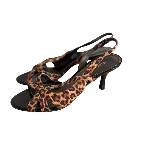 Y2K LEOPARD PRINT SLING BACK KITTEN HEEL SANDALS NATURALIZER SZ. 8 - Picture 3 of 8
